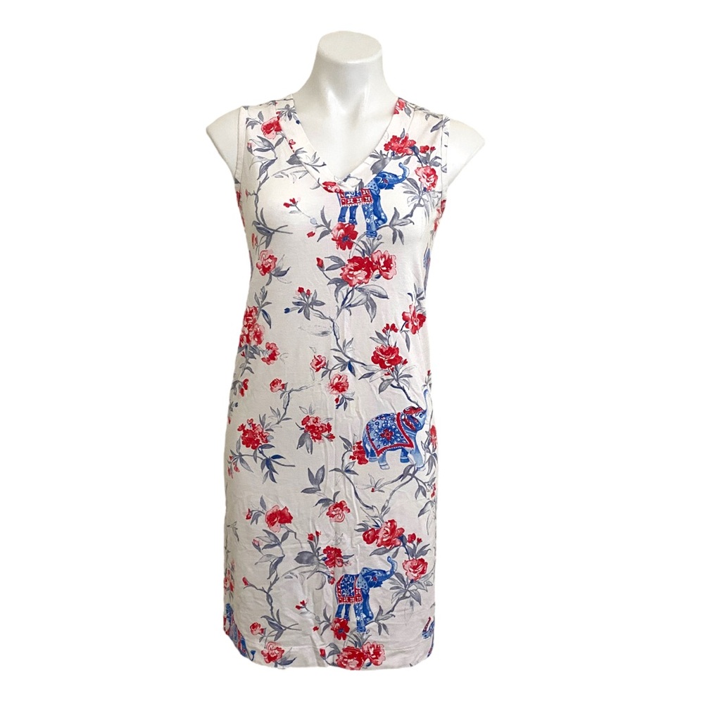 The CAT'S Pajamas - sz XS - floral - mini dress - red white blue - made in PERU